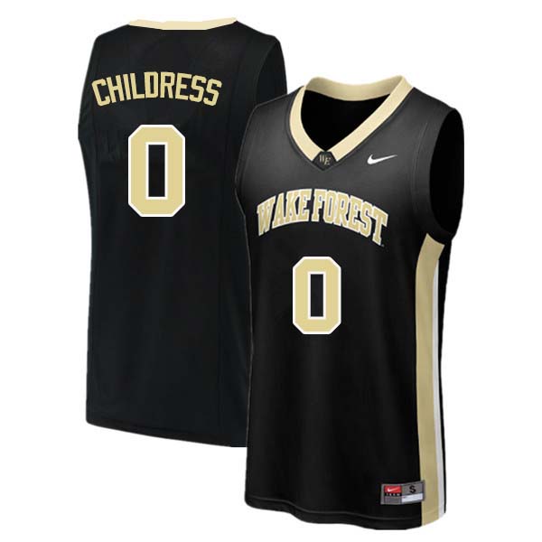 Men #0 Brandon Childress Wake Forest Demon Deacons College Basketball Jerseys Sale-Black